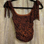 Free People Brown Striped Bow Shoulder Avenue Tank Top XS Photo 0