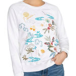 Johnny Was Florida Embroidered Raglan Sweatshirt White Size Small Photo 0