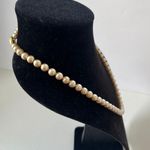 Trifari Vintage Crown Faux Pearl Necklace 22" Goldtone Hiddden Clasp Old Money Photo 3