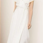 Vince  Braided Belt Wrap Dress White Trim Flutter Sleeve Photo 0