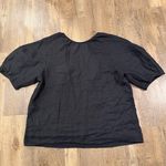 Everlane THE SCOOP TOP IN LINEN Black Puff Sleeve Blouse Large Photo 5