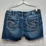Silver Jeans Dark Wash Cut Off Denim Beaded Shorts Women's Size 36 Blue Photo 2