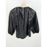 Who What Wear Faux Leather Black Balloon Sleeve Top Women's Size X-Small XS Photo 1