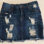 Forever 21  Blue Mini Pencil Skirt Casual ripped destroyed distressed, dark wash Photo 0