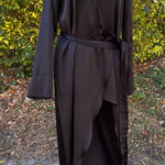 For Love & Lemons X Jaime King La Lydia Black Satin High Slit Wrap Dress Size S Photo 0