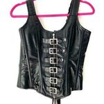 Corset Attire Black Faux Leather Buckles NWTs 28 Photo 0