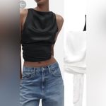 ZARA  bow satin backless top tie adjustable drape ruched sleeveless silky cropped Photo 4