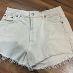 ZARA  Cream Frayed Jean Shorts Photo 0
