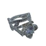 NEW flower fashion ring w/leaf wedding band set 7 Photo 4