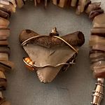 Jewelry Set Shark Tooth Necklace Pendant 1” H Wrapped Beaded & Bracelet 8.5” Brown Photo 3