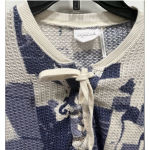 Out From Under Dustin Lace- Up Henley Top Blue and White Size M Photo 7
