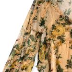 Anthropologie O.P.T | L| Rhea Top Floral Long Sleeves Sheer Chiffon Blouse Ruff Photo 2