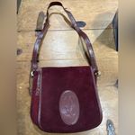 Cartier Vintage  Burgundy Suede Bag w/ Leather Trim & Logo Emboss Crossbody Photo 1