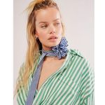 Free People  Spring Summer Picnic Flower Necklace in Blue Gingham Country Dainty Photo 1