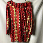 Ralph Lauren LAUREN WO SIZE 3X COTTON MODAL BLEND TOP RUFFLE ACCENT AZTEC PRINT Photo 8