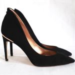 Ted Baker BLACK SUEDE PUMPS HEELS ROSE GOLDTONE TRIM 36.5 Photo 6