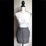 EXPRESS Black, Grey & Beige Plaid Mini Skirt w/ Pockets, 4 Photo 1