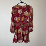 Reformation  Red Floral‎ Print Long Sleeve Mini Dress Women's Size 2 Photo 5
