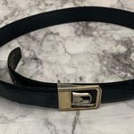 Vintage Embossed Alligator Leather Black Belt Gold Buckle Photo 0