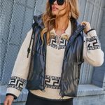 VICI  Hooded Faux Leather Puffer Vest Photo 0