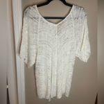 Dress Barn  cream crotched lightweight v-neck top sweater woman’s Large EUC Photo 4