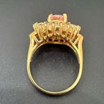 Vintage 925 Gold Over Sterling Pink Oval CZ Flower Cocktail Ring Size 8.5 7g. Photo 4