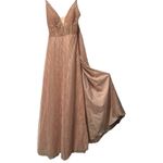 Galina Signature Rose Gold Glitter Corset Prom Dress Formal Gown Size 16 Pink Photo 6