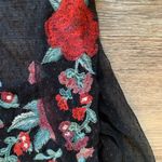 American Eagle Floral Embroidered Black Mesh Top M Photo 5