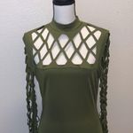 AMiERY Women's Hollow Out Dress Bandage Clubwear Long Sleeve Bodycon Dress Green Size XL Photo 2