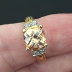 Champagne square CZ 4 prong setting ring Gold Photo 0