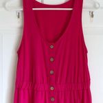 Women’s Small Casual Sleeveless Button Down Elastic Waist Swing Dress Pockets Pink Photo 2