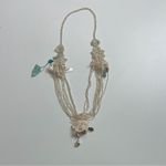Antica Sartoria Necklace Beaded Flower Applique Shells Long Cream Ivory White Photo 9