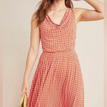 Anthropologie Maeve by Brianne Cowl Neck Daisy Print Dress Orange Size M Photo 0