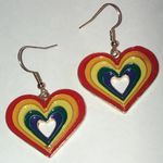 Colorful Rainbow Gold Tone Boho Heart Earrings Red Photo 0
