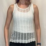 Tea N Rose Women's Hot Mama Tank Top S SM Small Ivory Cream Sheer Hi Low Crochet Photo 0