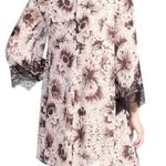ASTR | Large | Blush + Black Floral Print Bell Sleeve Lace Trim Mini Shift Dress Photo 1