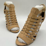Delicious Sandal Womens 10 Tan Cage Coned Heeled Ankle‎ Strappy Sandal NEW Photo 0