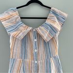 Reformation  Landy Marbella Off Shoulder Linen Stripe Dress 12 Photo 4