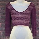 Urban Outfitters Pins & Needles Romantic Plum Lace Crop Top Medium Red Photo 4