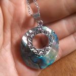 Abalone Wreath Design Sterling Silver Pendant Stainless Steel Necklace Photo 10