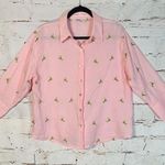 Casey Coleman Pink Embroidered Linen Shirt Large Cottagecore Festival Blouse Photo 0