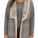 Talbots Snowflake Fair Isle Shawl Collar Cardigan Women's Medium Petite Gray Size undefined Photo 0