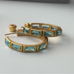 NWOT Julie Vos Gold and Aqua Hoop Earrings Photo 5