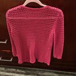 Eddie Bauer  large crochet knitted sweater cardigan, women’s dark pink Photo 4