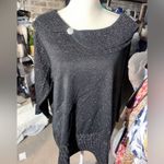 Briggs New York BRIGGS double collar black sweater gold lines diamond tie front new with tag Photo 4