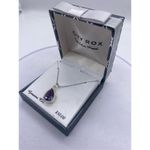 CITY ROX Cubic Zirconia Teardrop Halo Pendant Necklace purple stone Purple Photo 4