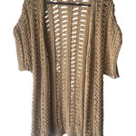 Soft Surroundings  S/M Tan Open Knit Oversized Shrug Open Front‎ Cardigan Sweater Photo 0