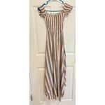 Show Me Your Mumu  Striped Maxi Dress Smocked Off Shoulder High Low‎ X-Small Photo 6