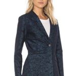 J Brand  Layla Blazer Jacket Womens Small Navy Floral Jacquard Metallic Holiday Photo 0