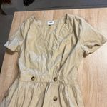 J.Crew Cream Tan Short Sleeve cotton Front Button Wrap Midi Dress Size 0 NEW Photo 3